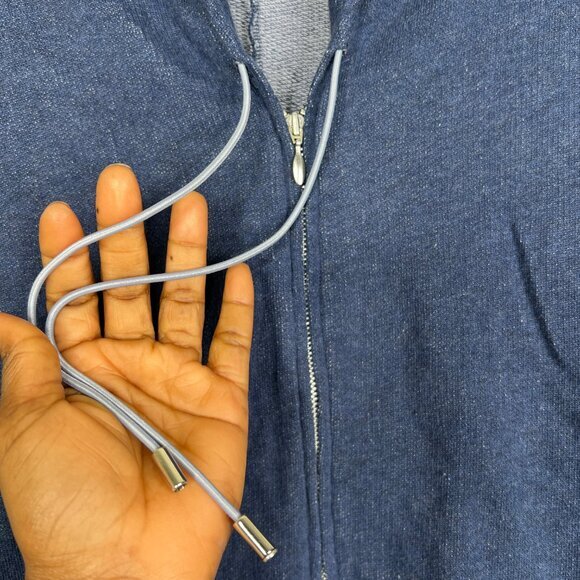 Lacoste Sport Cardigan Sweater Size 42 Blue Cotton Large Full Zip Sweatshirt Top - Picture 9 of 16